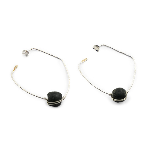 Evangeline Shield Earrings Silver (Black)